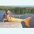 Хвост русалки для плавания+купальник оранжевый модели премиум с чешуей