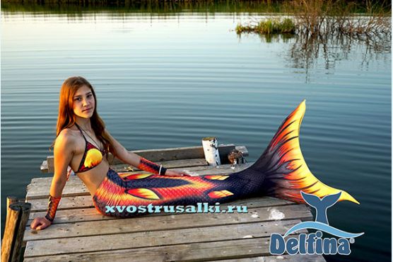 НОВИНКА! Огненно-черный  хвост русалки  от Delfina