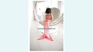 Хвост русалки для малышей розовый  +топ и шорты 