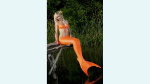 Хвост русалки EXTRA оранжевый+купальник